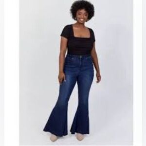 ARULA Mermaid Flare Jeans | Dark Wash | Lace Up | Extreme Flare | Bell | Size 10